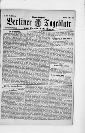 Berliner Tageblatt und Handels-Zeitung on May 2, 1910