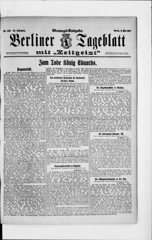 Berliner Tageblatt und Handels-Zeitung vom 09.05.1910