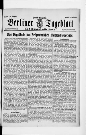 Berliner Tageblatt und Handels-Zeitung vom 27.05.1910