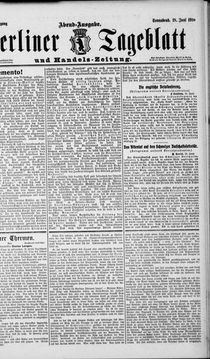 Berliner Tageblatt und Handels-Zeitung vom 18.06.1910