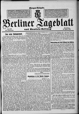 Berliner Tageblatt und Handels-Zeitung vom 21.06.1910