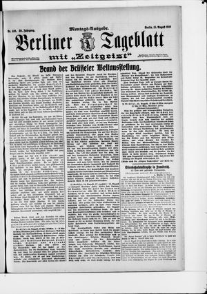 Berliner Tageblatt und Handels-Zeitung vom 15.08.1910