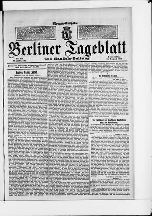 Berliner Tageblatt und Handels-Zeitung on Aug 18, 1910