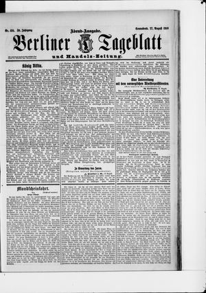 Berliner Tageblatt und Handels-Zeitung on Aug 27, 1910