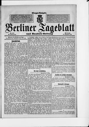 Berliner Tageblatt und Handels-Zeitung vom 31.08.1910