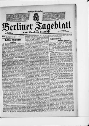 Berliner Tageblatt und Handels-Zeitung vom 18.09.1910