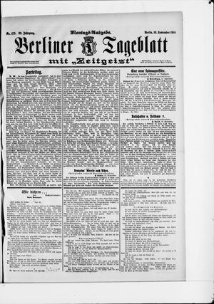 Berliner Tageblatt und Handels-Zeitung vom 19.09.1910