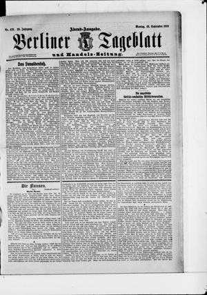 Berliner Tageblatt und Handels-Zeitung vom 19.09.1910