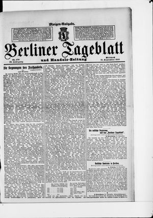 Berliner Tageblatt und Handels-Zeitung vom 21.09.1910