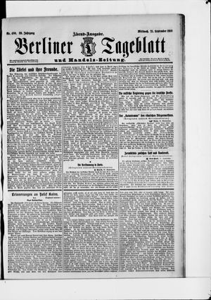 Berliner Tageblatt und Handels-Zeitung vom 21.09.1910
