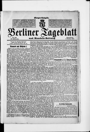 Berliner Tageblatt und Handels-Zeitung vom 01.10.1910