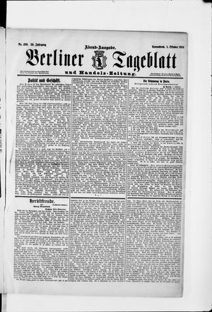 Berliner Tageblatt und Handels-Zeitung vom 01.10.1910