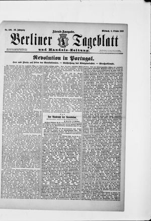 Berliner Tageblatt und Handels-Zeitung vom 05.10.1910