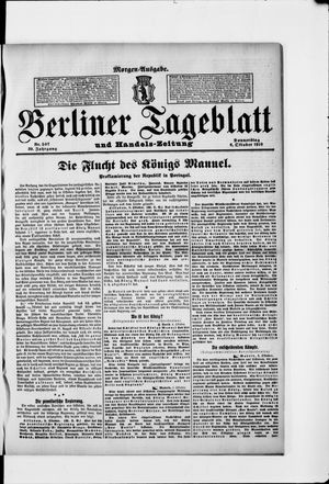 Berliner Tageblatt und Handels-Zeitung vom 06.10.1910