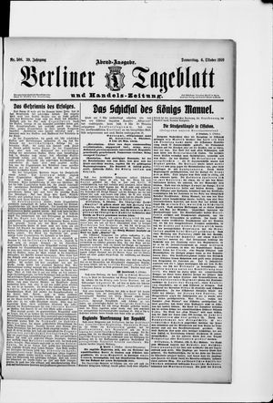 Berliner Tageblatt und Handels-Zeitung vom 06.10.1910