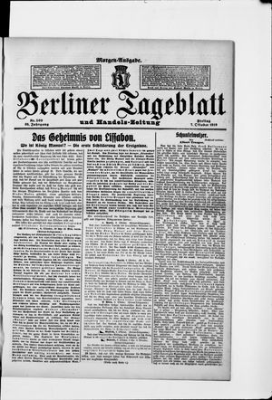 Berliner Tageblatt und Handels-Zeitung vom 07.10.1910