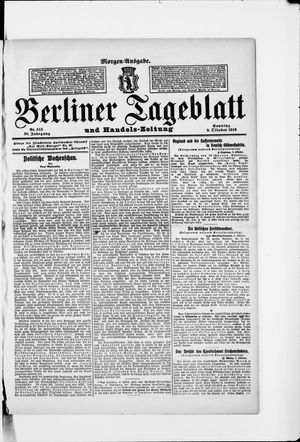 Berliner Tageblatt und Handels-Zeitung vom 09.10.1910