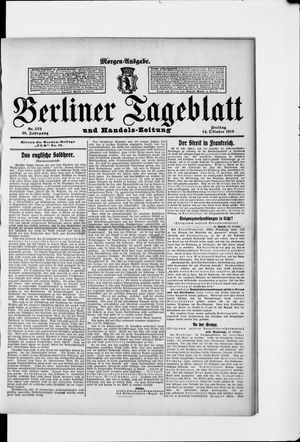 Berliner Tageblatt und Handels-Zeitung on Oct 14, 1910