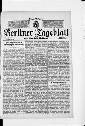 Berliner Tageblatt und Handels-Zeitung vom 15.10.1910