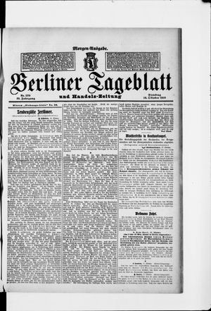 Berliner Tageblatt und Handels-Zeitung vom 18.10.1910