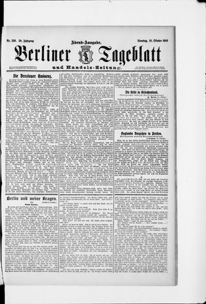 Berliner Tageblatt und Handels-Zeitung vom 18.10.1910