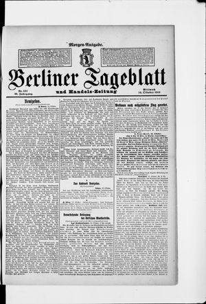 Berliner Tageblatt und Handels-Zeitung vom 19.10.1910