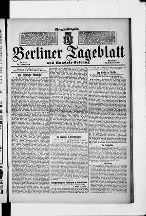 Berliner Tageblatt und Handels-Zeitung vom 26.10.1910