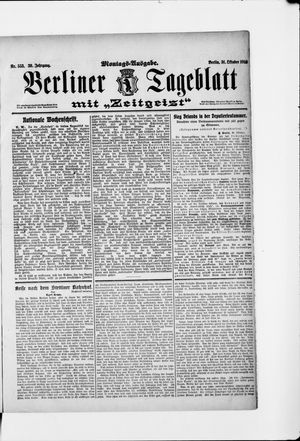 Berliner Tageblatt und Handels-Zeitung on Oct 31, 1910