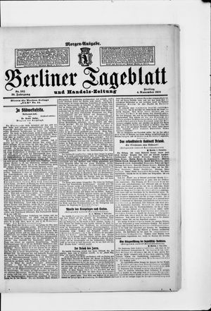 Berliner Tageblatt und Handels-Zeitung on Nov 4, 1910
