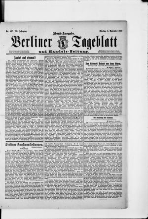 Berliner Tageblatt und Handels-Zeitung vom 07.11.1910