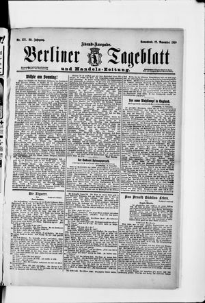 Berliner Tageblatt und Handels-Zeitung on Nov 12, 1910