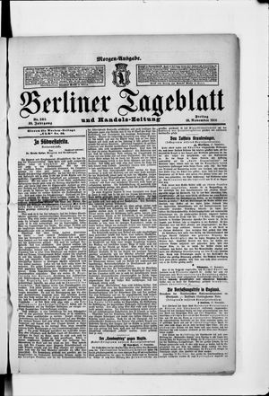 Berliner Tageblatt und Handels-Zeitung vom 18.11.1910