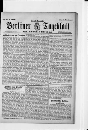 Berliner Tageblatt und Handels-Zeitung vom 18.11.1910
