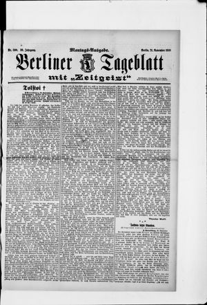 Berliner Tageblatt und Handels-Zeitung vom 21.11.1910