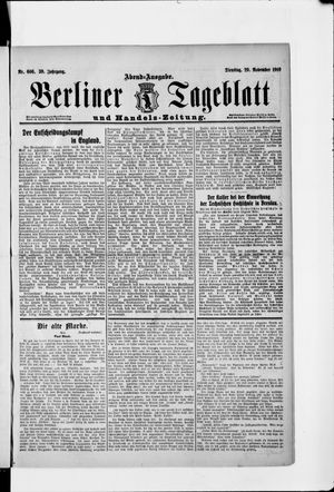 Berliner Tageblatt und Handels-Zeitung on Nov 29, 1910