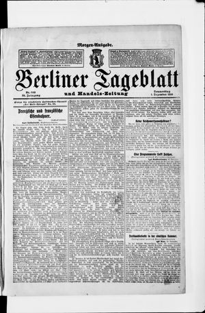 Berliner Tageblatt und Handels-Zeitung vom 01.12.1910