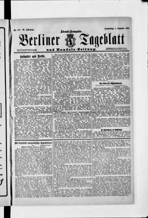 Berliner Tageblatt und Handels-Zeitung on Dec 1, 1910