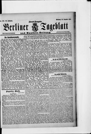Berliner Tageblatt und Handels-Zeitung vom 28.12.1910