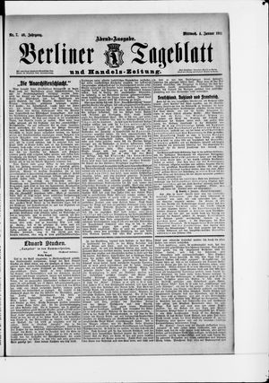 Berliner Tageblatt und Handels-Zeitung on Jan 4, 1911