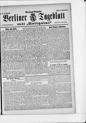 Berliner Tageblatt und Handels-Zeitung vom 06.02.1911