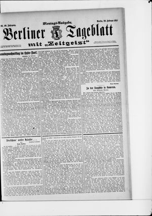 Berliner Tageblatt und Handels-Zeitung on Feb 20, 1911