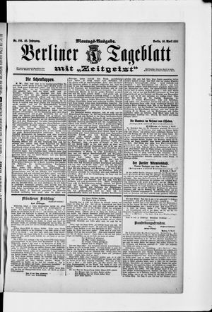Berliner Tageblatt und Handels-Zeitung vom 10.04.1911