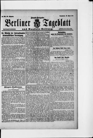 Berliner Tageblatt und Handels-Zeitung vom 22.04.1911