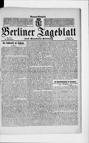 Berliner Tageblatt und Handels-Zeitung vom 26.04.1911