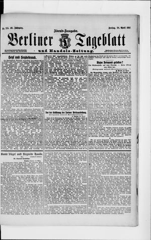 Berliner Tageblatt und Handels-Zeitung vom 28.04.1911