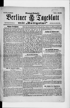 Berliner Tageblatt und Handels-Zeitung vom 01.05.1911