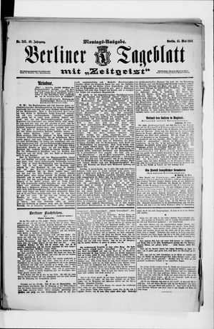 Berliner Tageblatt und Handels-Zeitung vom 15.05.1911