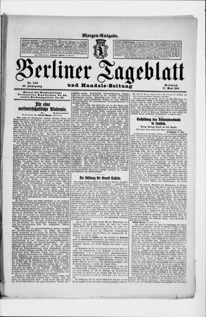 Berliner Tageblatt und Handels-Zeitung vom 17.05.1911