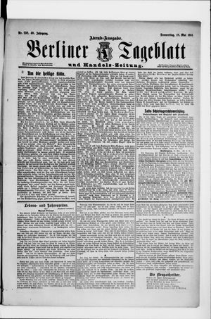 Berliner Tageblatt und Handels-Zeitung on May 18, 1911