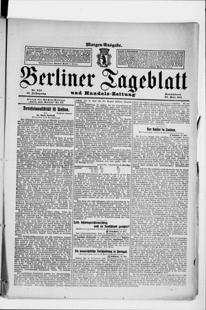 Berliner Tageblatt und Handels-Zeitung vom 20.05.1911
